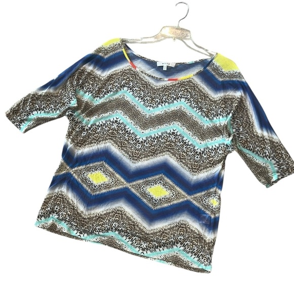 Milly Chevron Leopard Print Top Size Medium - Picture 5 of 9